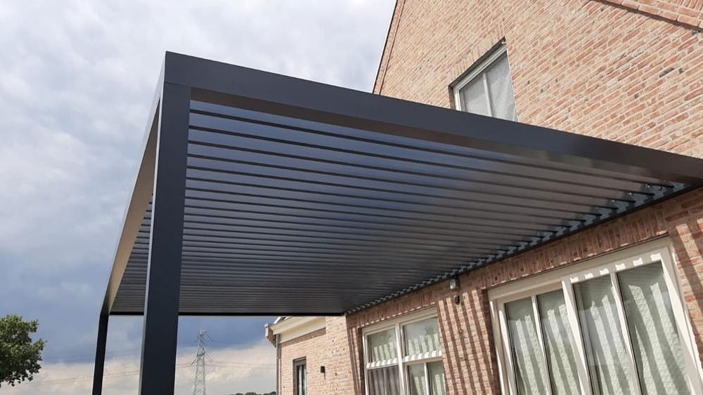 an example of a grey pergola from the Netherlands